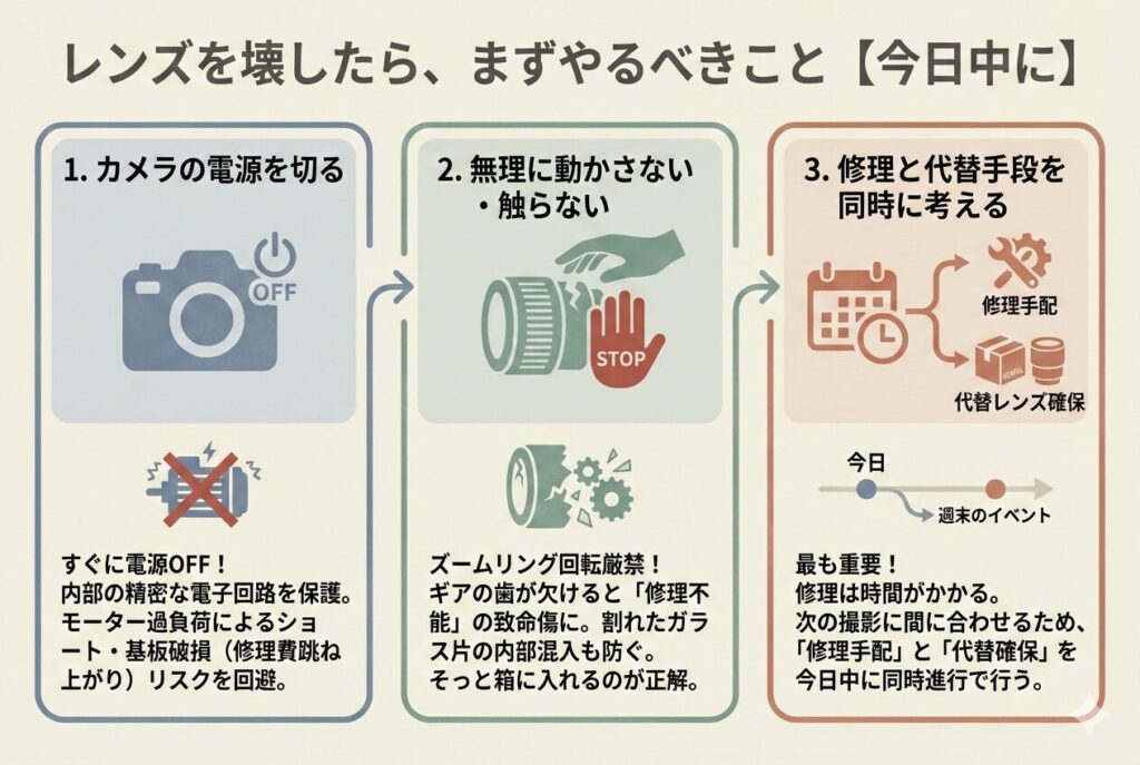 レンズを壊したらやるべきこと